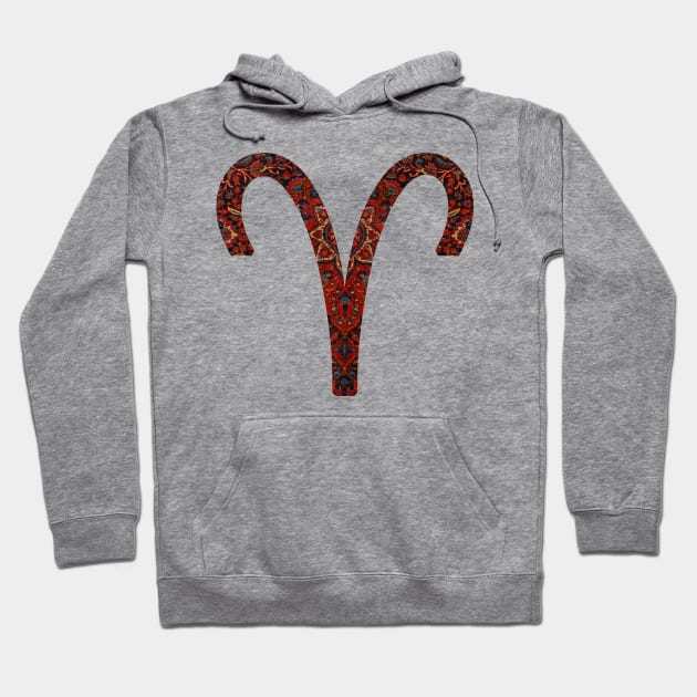 Dark Paisley Aries Zodiac Sign Hoodie by aterkaderk